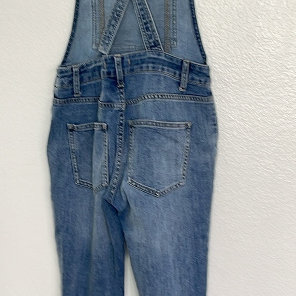 Free People Distressed Blue Denim Overalls Medium Wash Size 26 - Picture 6 of 8